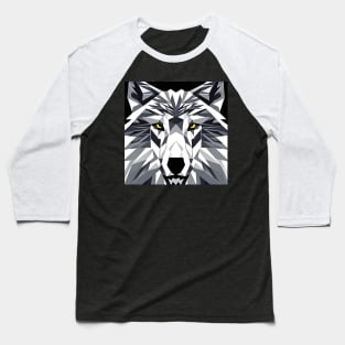 Pop Art Geometric Wolf Face Baseball T-Shirt